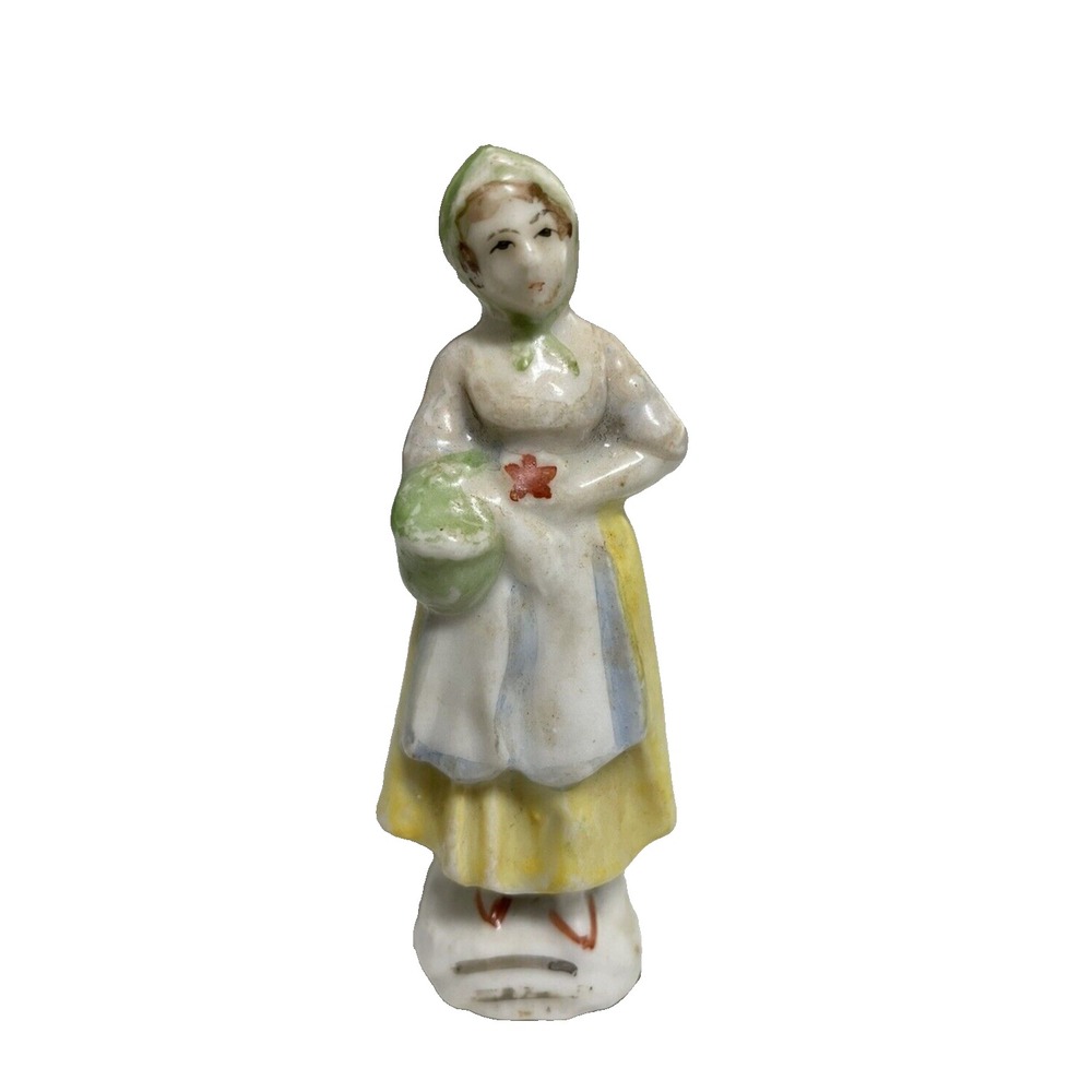 Vintage Bisque Frozen Charlotte Penny Doll Occupied Japan‎  Basket Woman 3.5"